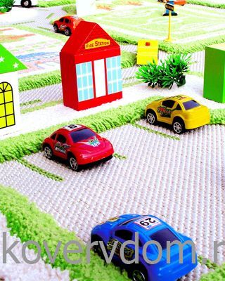 Детский развивающий игровой рельефный 3D ковер Городской Траффик арт.134Х180 зеленый Детский развивающий игровой рельефный 3D ковер Городской Траффик арт.134Х180 зеленый