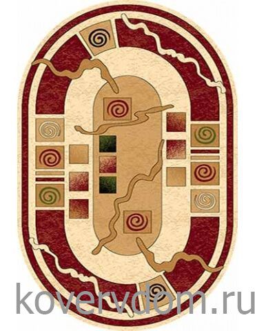 Ковер OLYMPOS d077 CREAM-RED Овал