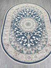 Ковер с бахромой ZARINA A050B D.BLUE / CREAM Овал