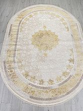 Ковер с бахромой ZARINA A064A CREAM / GOLD FDY Овал